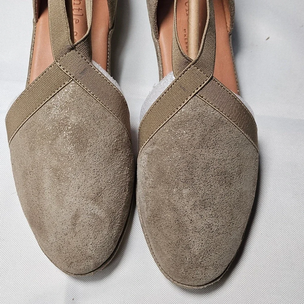 Gentle Souls Natalia Ballet Flats Taupe Metallic Suede Wedge Women's 6 M‎ NEW